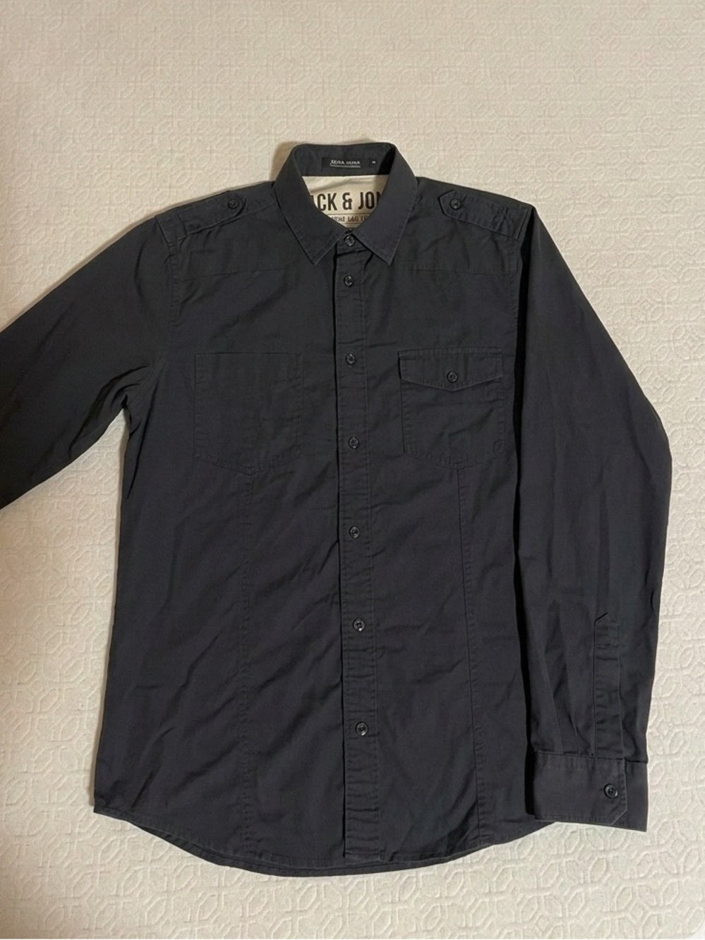 Jack & Jones Black Long-Sleeve Button up Shirt